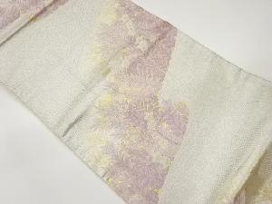 曲線に桔梗・青海波模様織出し袋帯